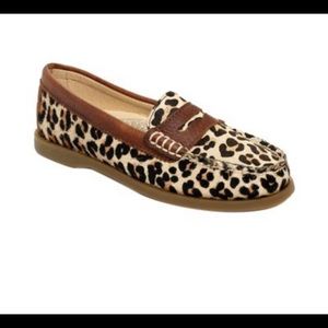 Sperry Leopard Print Loafers with Brown Accents